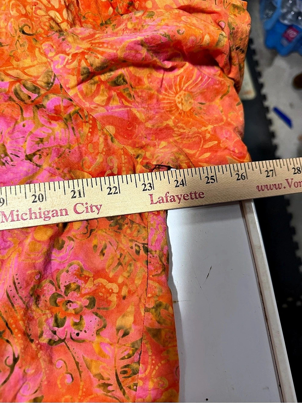 Catherines 1X Floral Button-Front Cotton Shirt Pink & Orange Lightweight - Picture 7 of 8